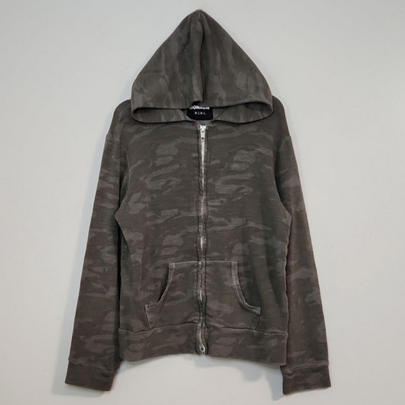 Monrow Mini Kids Zip-Up Hoodie With Green Camouflage Print, Size 12 (6+) ~ VGUC - Picture 1 of 12